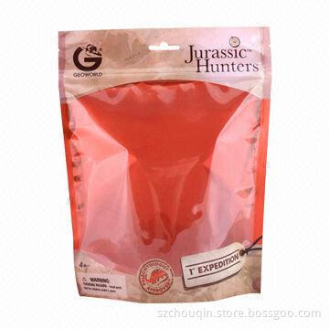Stand-up Laminated Food Bag with Zipper and Tear Notch, Bottom Gusset and 2 Sides Heat Sealed